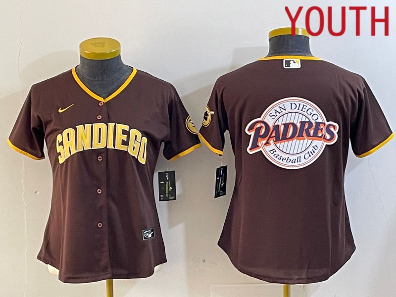 Youth San Diego Padres Blank Browm Game 2024 Nike MLB Jersey style 9